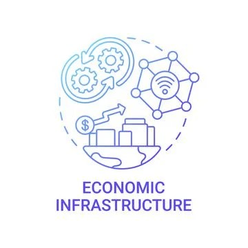 Economic infrastructure gradient blue concept icon Stock Illustration