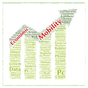 Economic mobility word cloud shape Stock Illustration