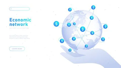 Economic network vector white poster Stock Illustration