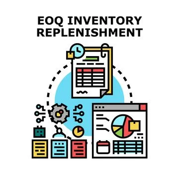 Economic order quantity inventory replenishment management concept Stock Illustration