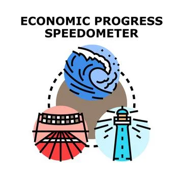 Economic progress speedometer displaying growth concept Stock Illustration