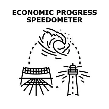 Economic progress speedometer displaying growth concept Stock Illustration