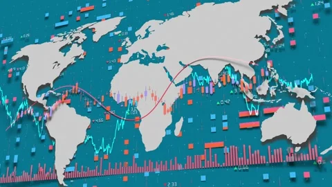 Economic Pulse of Nations Reflected in Stock Market Graphs 動画素材 263386356