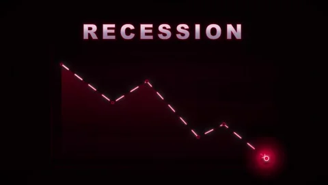 Economic recession graph with declining trend line and financial market dow.. Stock Footage 337564679