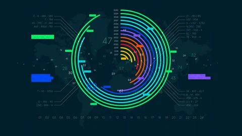 Economic reporting financial data round chart, futuristic visualization of bu Illustrazione stock