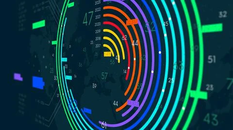 Economic reporting financial data round chart, futuristic visualization of bu 스톡 일러스트