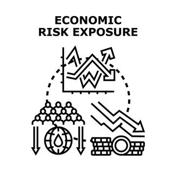 Economic risk exposure concept flat line vector Stock Illustration