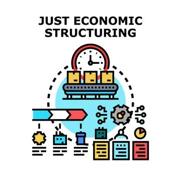 Economic structuring process developing industrial production and delivery Stock Illustration