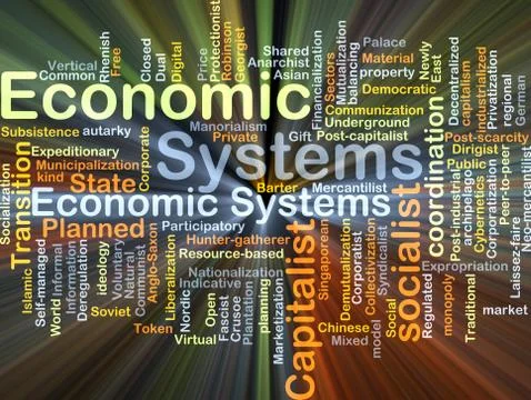 Economic systems background concept glowing Stock Illustration