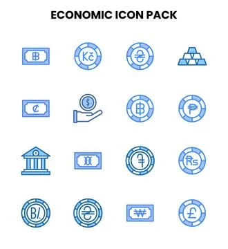Economic Two Colour Vector Icons Pack Stock-Illustration