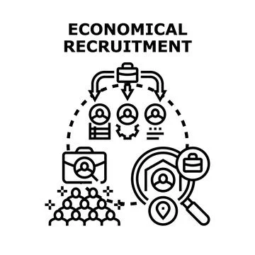 Economical recruitment process finding diverse candidates for business 库存插图