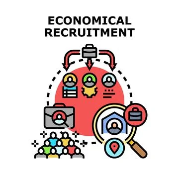 Economical recruitment process finding diverse candidates for business Stock Illustration
