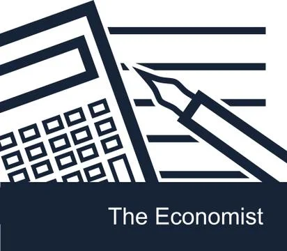 The economist on white background - simple vector monotone square backdrop Stock Illustration