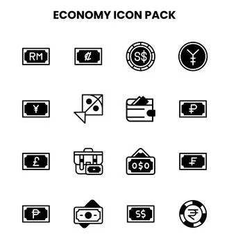 Economy DuoTone Bundle Icons Pack Stock Illustration