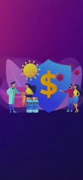 Economy fall down on lockdown Stock Illustration