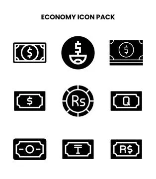 Economy Glyph Graphics Icons Pack Illustrazione stock