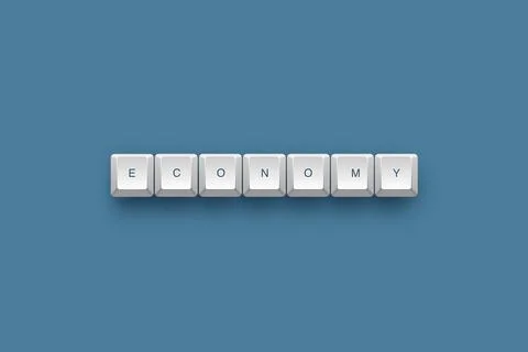 Economy text on a 3d keyboard button with shadow concept series Stock Illustration