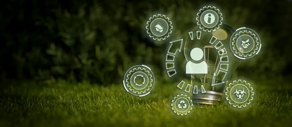 Ecosystem and digital technology concept. 3D Render Stock Illustration