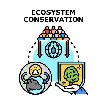 Ecosystem conservation protecting natural resources and biodiversity Stock Illustration