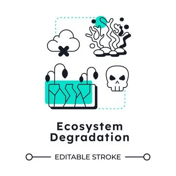 Ecosystem degradation modern linear concept icon Stock Illustration