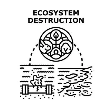 Ecosystem destruction vector concept of planet harm Illustrazione stock