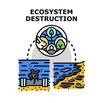 Ecosystem destruction vector concept of planet harm Stock Illustration