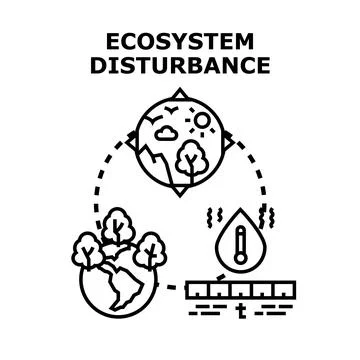 Ecosystem disturbance causing climate change impact Stock Illustration