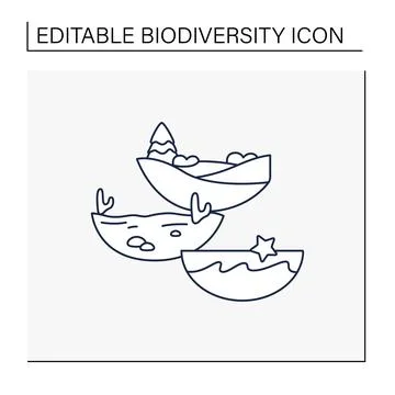 Ecosystem diversity line icon Stock Illustration