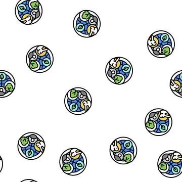 Ecosystem ecology vector seamless pattern Stock Illustration