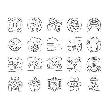 Ecosystem Environment Collection Icons Set Vector . Stock Illustration