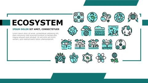 Ecosystem Environment Landing Header Vector Stock Illustration