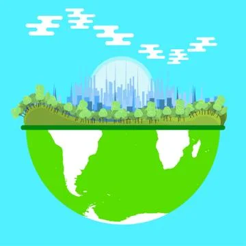 Ecosystem environment vector green nature. Eco symbol concept energy city wor Stock Illustration