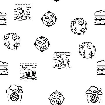 Ecosystem Environment Vector Seamless Pattern Illustrazione stock