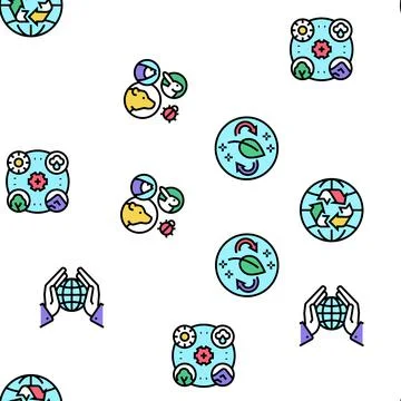 Ecosystem Environment Vector Seamless Pattern Stock Illustration