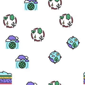 Ecosystem Environment Vector Seamless Pattern Stock Illustration
