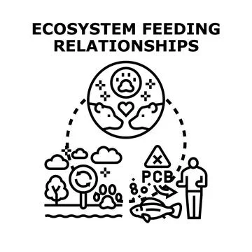 Ecosystem feeding relationships concept for environment health Stock-Illustration
