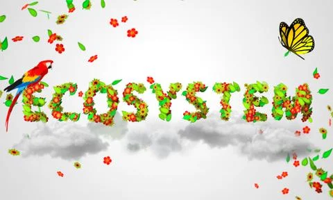 Ecosystem leaves particles 3D 스톡 일러스트