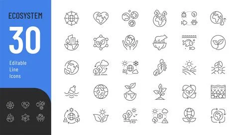 Ecosystem Line Editable Icons set. Stock Illustration