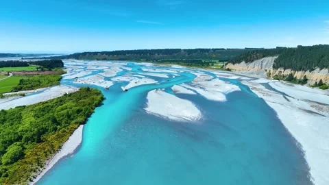 The ecosystem of the River lagoon Valley -Aerial view scene Stock Footage 243735046