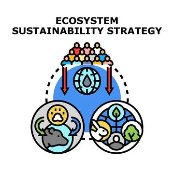 Ecosystem sustainability strategy managing resources and population impact Stock Illustration