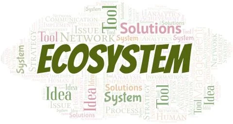 Ecosystem typography vector word cloud. Stock Illustration