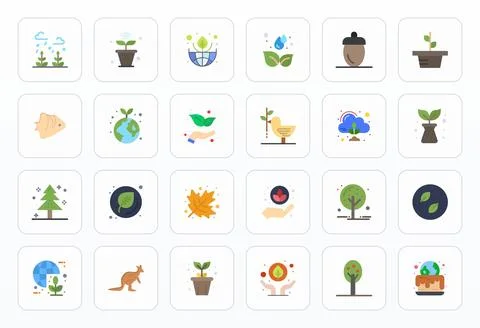 Ecosystem Vector Icon Collection featuring 24 Detail Enhanced Retina Ready .. Stockillustratie