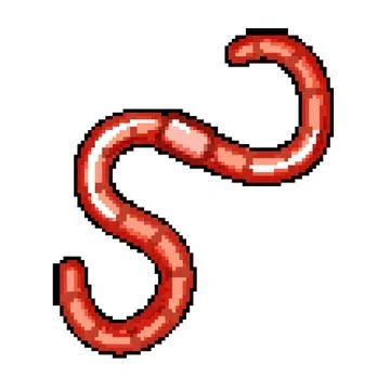 Ecosystem worm pixel art vector illustration Stockillustratie