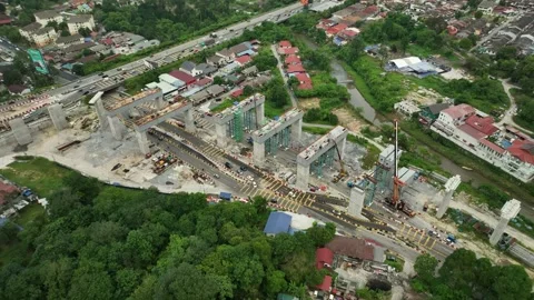 ECRL Construction Progress in Gombak Area on July 12, 2025 Stock Footage 320752336