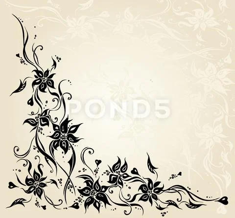Ecru vintage floral invitation wedding background design Stock Illustration