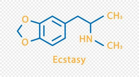 Ecstasy chemical formula. Ecstasy structural chemical formula isolated on Stock Illustration