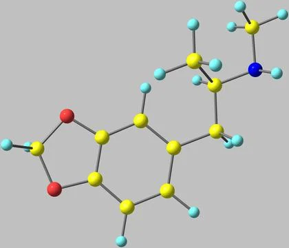 Ecstasy molecular structure isolated on grey Stock Illustration