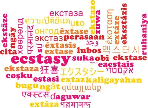 Ecstasy multilanguage wordcloud background concept Stock Illustration