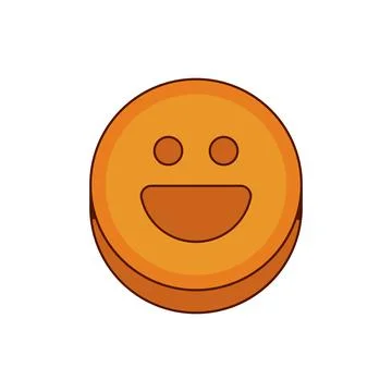 Ecstasy pill with orange smiley face symbol isolated Stock Illustration
