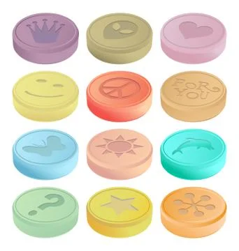 Ecstasy tablets 스톡 일러스트